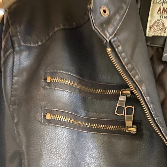American Rag Dark Brown Faux Men's Leather Coat XL - Picture 6 of 12